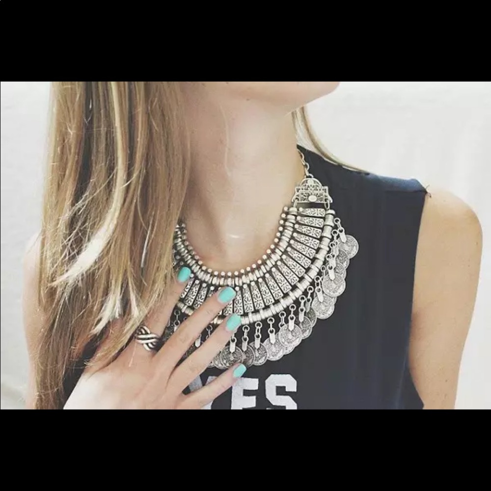 Bohemian Antique Coin Fringe Necklace